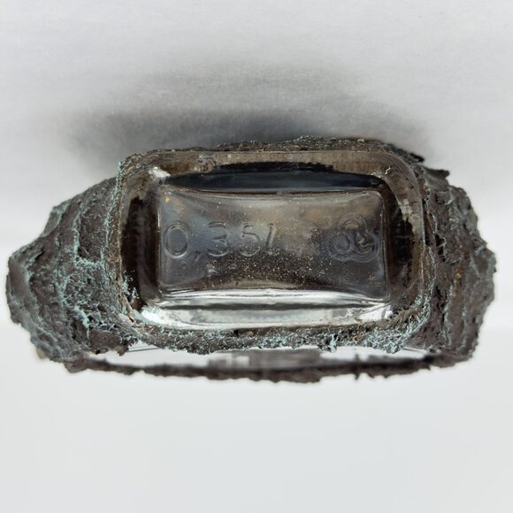 Vintage Austrian Decanter Glass Bottle Scenic Linz Tree Bark Design Cork Stopper - Picture 6 of 12